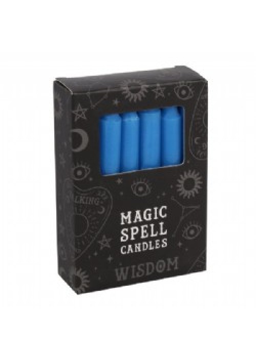 Pack of 12 Blue 'Wisdom' Magic Spell Candles