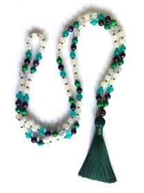 Green Tassel Hand-Knotted Mala Beads