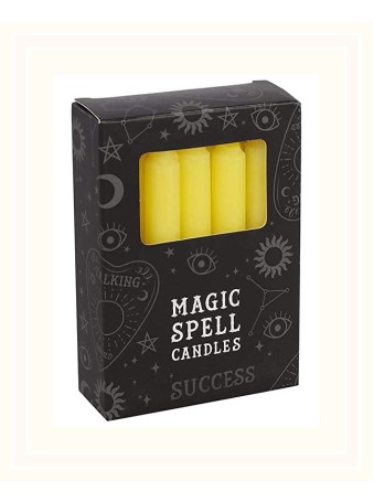 Pack of 12 Yellow 'Success' Spell Candles 